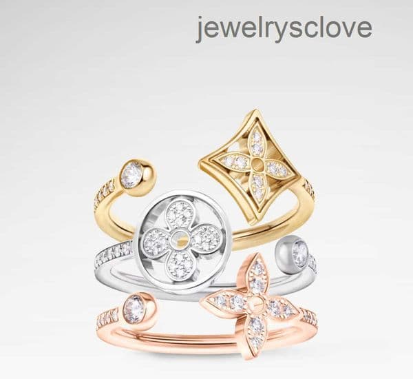 designer With BOX Ring ring Classic for Rings crystal flower Rings Women diamonds Designer Jewelry love Stud Flower Wedding Rings open size