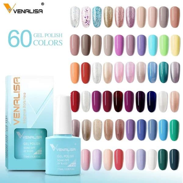 Venalisa Gel Nail Polish 75ml White Cap Glass Nail Gel Polish NoWipe Top Soak Off UV LED Nail Lacquer Glitter Color Gel 260330