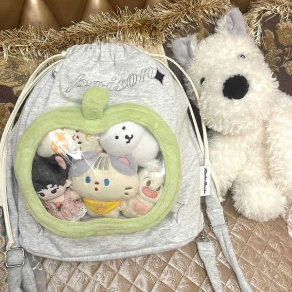 2025 New Cute Backpack Student Minimalist Style Backpack Large Capacity Green Apple Pain Bag Backpack Q260407