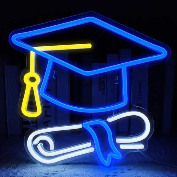 Graduation Cap Neon Sign LED Light for Grad Party Dorm Decoration Symbolizes Academic Success Diploma Celebration Gift Z260407