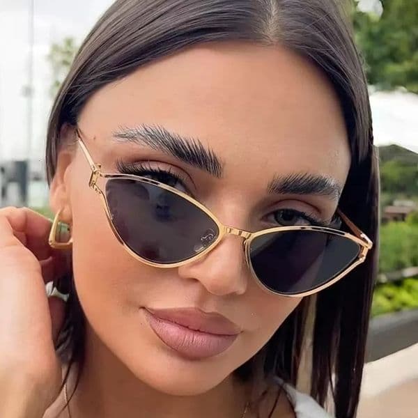 Cat Eye Sunglasses European And American Fashion Personality Frame Sunglasses Metal Cat Eye Glasses UV Protection Unisex Trendy