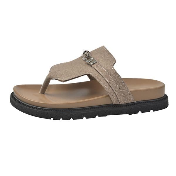 2026 summer hot outdoor leisure clip toe designer slippers breathable classic metal buckle beach shoes sandals for women