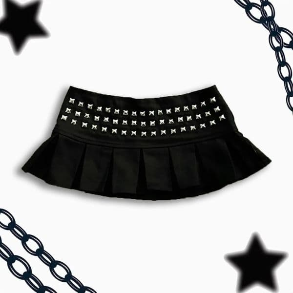 Y2k Clothes Gothic Punk Studded Mini Skirt Harajuku Sexy Ultra Short Rivet Pleated Girl Kawaii Womens Clothing 260403