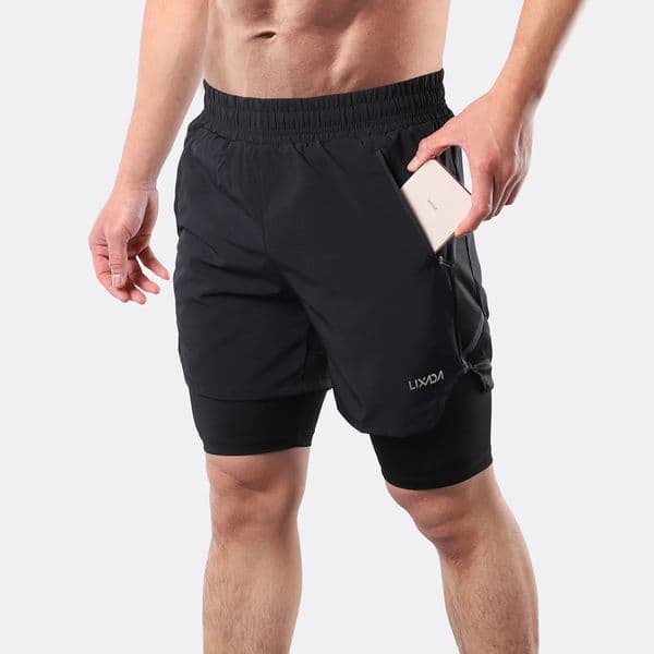 Lixada Men 2 in 1 Running Shorts Quick Drying Breathable Active Training Exercise Jogging Marathon Cycle 260407