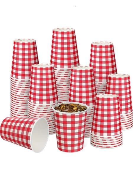 10/20/50pcs Red and White Checkered Disposable Paper Cups for BBQ Chrismas Holiday Party Decor Home Used Coffee Milk Paper Cups 260403