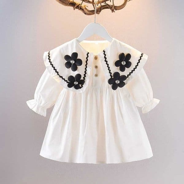 1 2 3 4Years Baby Girl Dress 2024 Spring and Autumn Foreign Childrens Dress Fairy Student Bubble Sleeve Birthday Princess Dress L260406