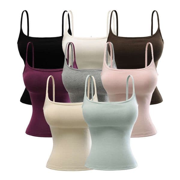2026 Brushed Detachable Pad Slim Fit Manga Chest Camisole Women Elastic Tight Sleeveless Tank Top
