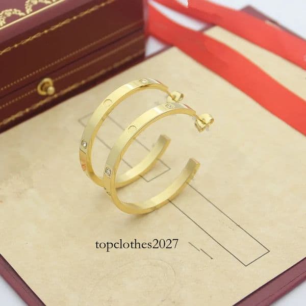 New Designer Screw Card Large Stud Womens Style Luxury Necklace Classic Simple Earrings Steel Silver Letters Elagant Diamond Fashion Jewelry