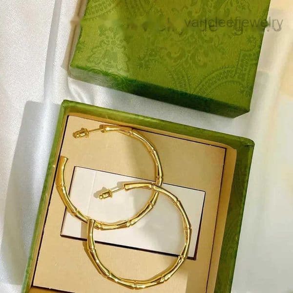 Friday Designer Jewelry Black Silver Bamboo Earrings For Women Gold Hoop Earring Big Circle Luxurys Studs Earrings Boucles Accessories New Box 22062306R