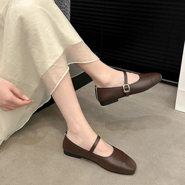 Spring/Autumn Fashion Buckle Single Womens Solid Color Model Square Toe Beautiful Casual and Comfortable Loafers Zapatos 260407