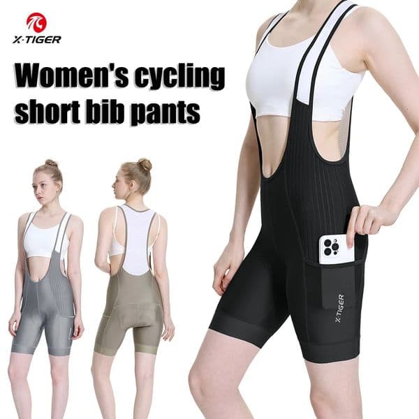 XTIGER Womens Cycling Bib Shorts Pro Padded Bicycle Short Road MTB Tights Breathable with Pockets 260407
