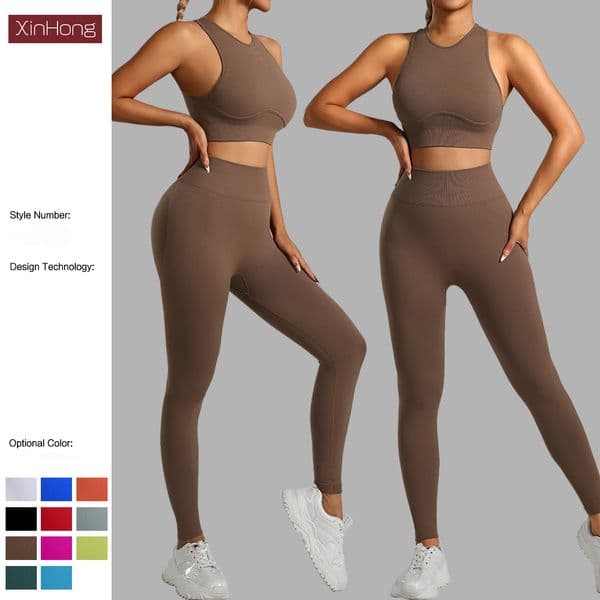 Women's Yoga Set, Sports Bra & Pants, Y-Back U-Neck Sports Bra, High-Waisted Butt Lifting Leggings, Fitness & Running Activewear 2-Piece Outfit