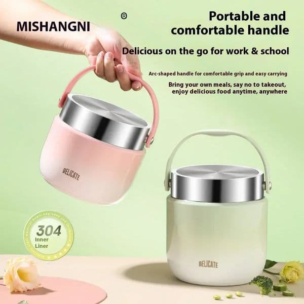 Portable Bento box304 Stainless Steel Vacuum Pot Double-layer Insulated Lunch Box Insulated Lunch Bucket Office Worker Bento Box 260403