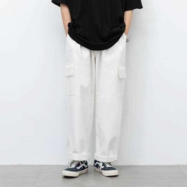 Spring Season Japanese Style Straight-Leg Cargo New Men's Trendy Casual Pants Loose Fit Bell Bottoms For Students Fashion 26W0407