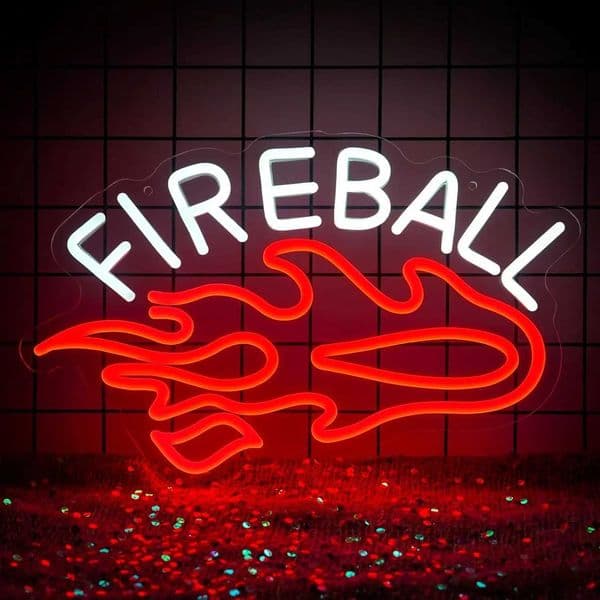 Fireball Whiskey Neon Sign USB Powered LED Neon Light for Man Cave Home Bar Store Bedroom Festival Party Decor Brithday Gifts Z260407