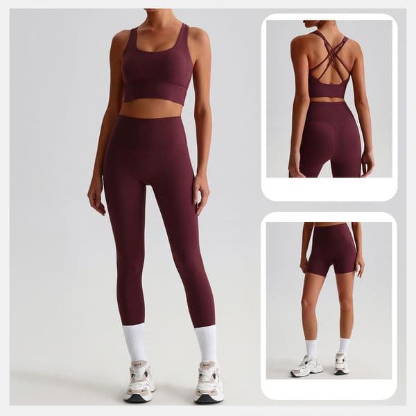 Designer Women's Sportswear, Designer Yoga Set, Sports Bra & Leggings, High-End Striped Low-Back Design, Yoga Outfit for Running, Fitness, Gym and Pilates, Women's 2-Piece Set