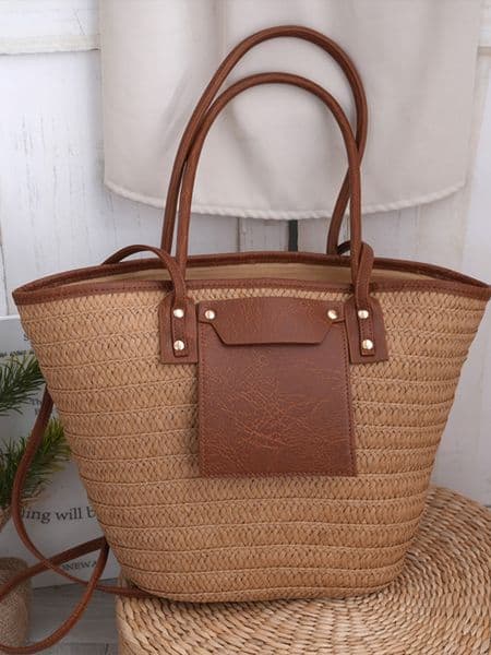 New hot selling designer women's shoulder bag handbag woven large capacity beach bag casual brown handbag