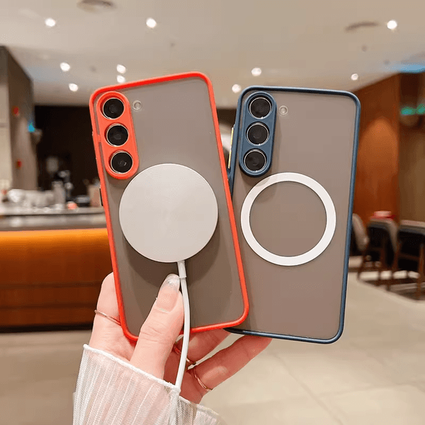 magnetic shockproof matte case for galaxy s24 s23 s22 s21 a series skinfriendly full lens protection phone cover