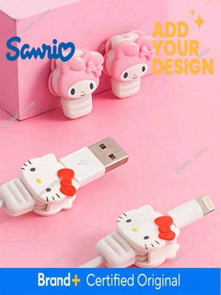 2pcs/set hellokittys My melody Protector for Fast Charging Charger Head Cover Cable Accessory