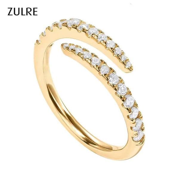 Fine Rings Unisex Hip Hop Round D VVS1 Moissanite Engagement Adjustable Half Open Twist Eternity Band Ring for Men and Women