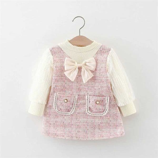 9 Months To 3 Years Old Spring And Autumn New Sweet Bow Baby Girl Dress Princess Style ChildrenS Long Sleeved Clothes L260407