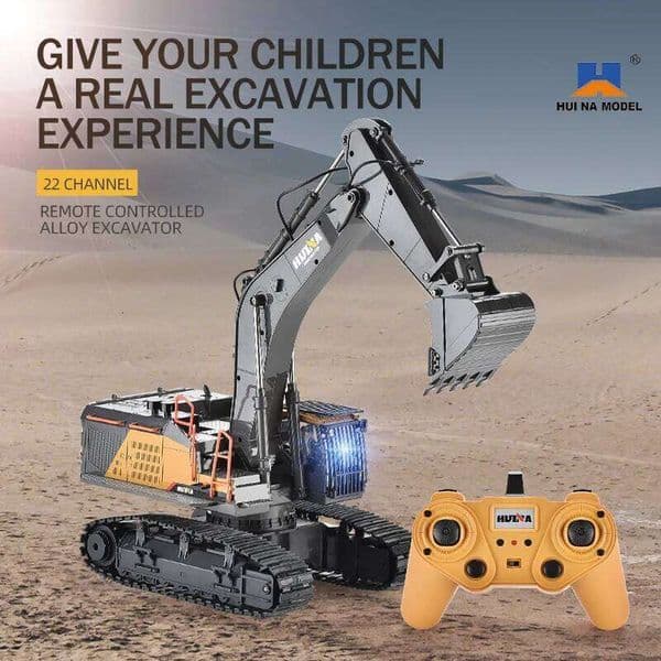 HUINA 1592 RC Excavator 1:14 Scale 22 Channels 2.4G Semi-Alloy Remote Control Engineering Crawler Tractor with Foam Box 26H0401