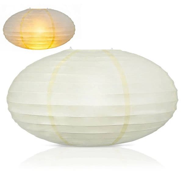 Oval Lantern Round Lamp Shade Rice Paper Pendant Lampshade 40Cm Chinese Japanese Style Hanging Chandelier Light Cover