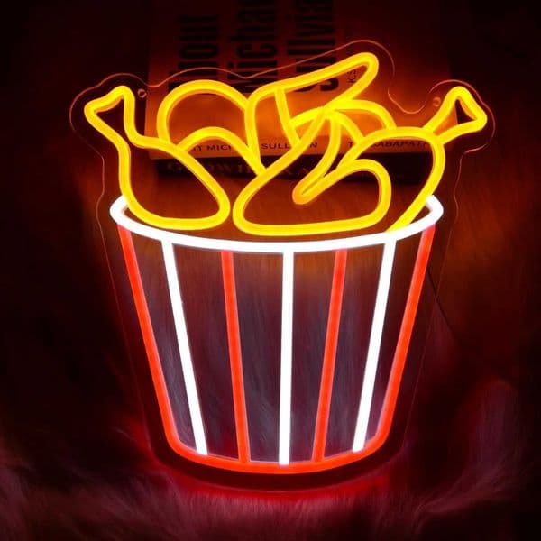 French Fries Neon Sign Yellow LED Light in Red White Cup for Fast Food Restaurant Home Bar Kitchen Wall Decoration Gift Idea Z260407