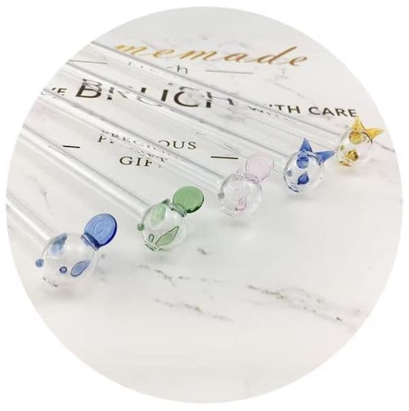 Mini Hookah Smoking Pipe Colorful Metal Color cartoon small fish glass straw milk straw