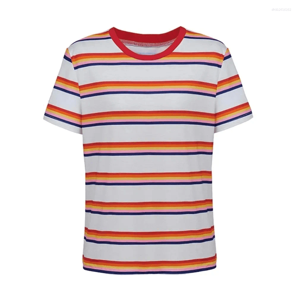 Men's T Shirts Max Cosplay Costume Striped Shirt Stranger Inspired Color Block Short Sleeve Tee Women Casual Character Top