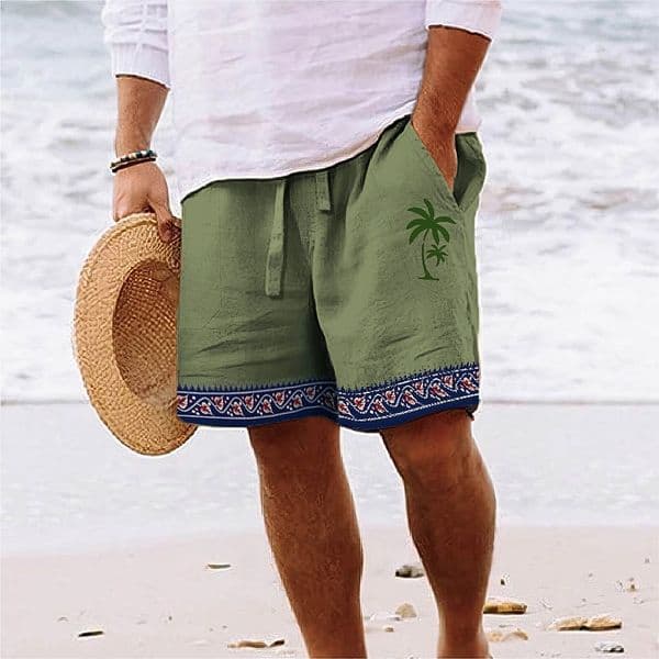 Corduroy Surf Shorts Vintage Mens n Stretch Quick Dry Fabric Elastic Waist Beach Swimwear Summer Streetwear 260311