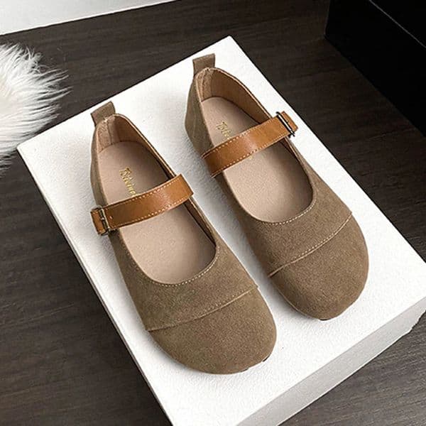 Square Toe Widefit Moccasins Woman Suede Leather Flats Shoes Strap Buckle Loafers Female Comfy Barefoot Mary Janes Ladies Tabis 260407