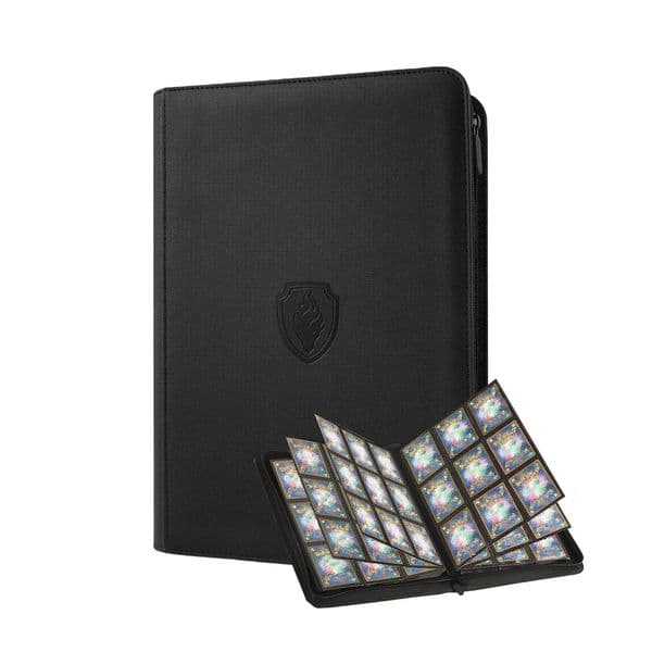 9 Pocket Trading Card Binder PU Cover Zipper Collection Album Sturdy 360 SideLoading Folder Holder for Game Cards 260407