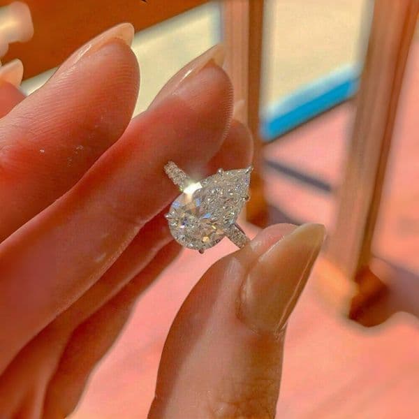 Choucong Ins Top Sell Wedding Rings Luxury Jewelry 925 Silver Fill Pear Cut 5A Cubic Zirconia CZ Diamond Elegant Eternity Women Engagement Bridal Ring Gift