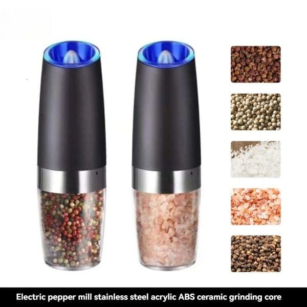 Electric Automatic Mill Spice Salt and Pepper Grinder Gravity LED Light Adjustable Coarseness Kitchen Steak Tool Sets 260324