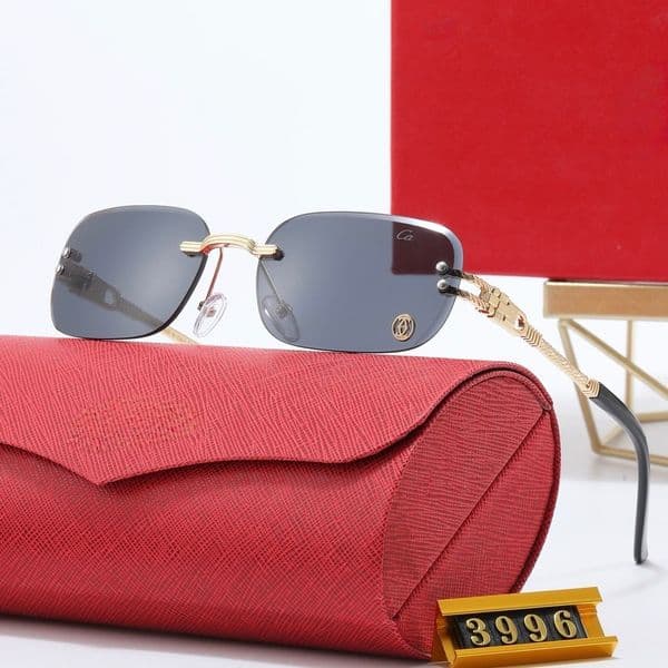 Fashion Rimless Square Sunglasses Men Women 2026 New Trendy Gold Frame Sun Glasses UV400 Protection Classic Cut Lens Shades For Driving Travel