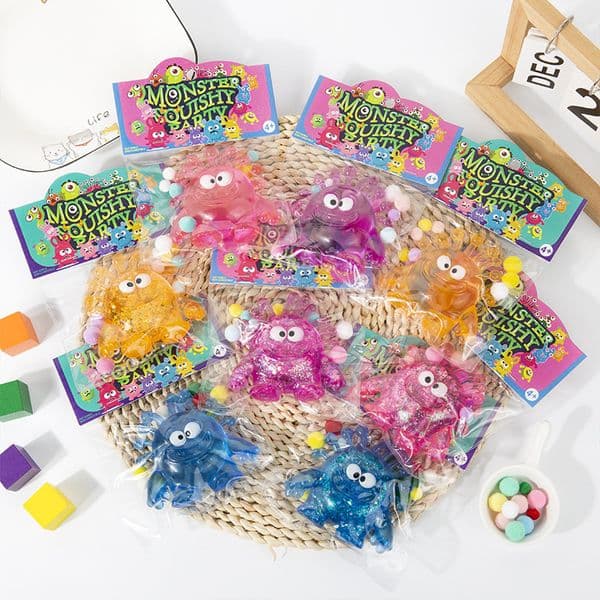 New Monster Pinch Fun TPR Stress Relief Toy Maltose Super Soft Slow Rebound Transparent Gold Powder Release Ball BY AIR