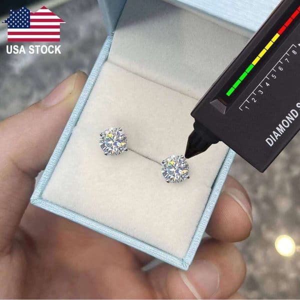 3-day Delivered USA Stock 3mm-10mm 18K Gold Plated 925 Sterling Silver VVS Moissanite Diamond Women Mossanite Stud Earrings Men thumbnail 2