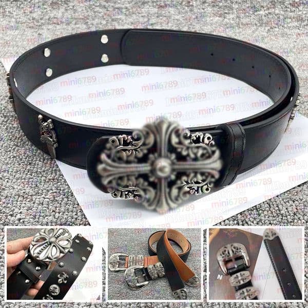 Classic Chrome Cross Belt Men Roller Hollowed Out Evergreen Vine Women Belt Perforated Vintage Belt Width 3.8cm Fashion Designer Belts Couple Belts