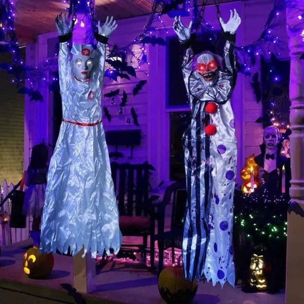 Designer Halloween Animatronics Decoration Hanging Clown Nurse Voice gift set Control Electric Outdoor Scary Clearance Horror Haunted House Props Decoration 1