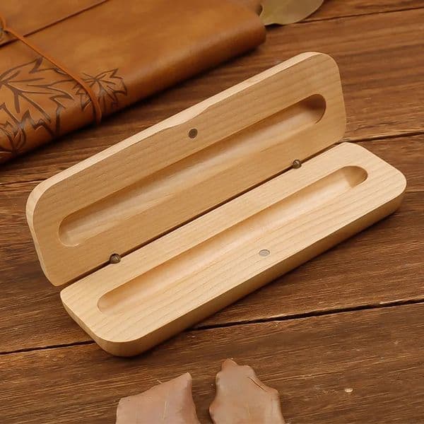 Creative Wooden Flipped Lid Single Pens Case Gifts for Men Women Store Display Holder Pencil Storage Box Student Supplies 260324