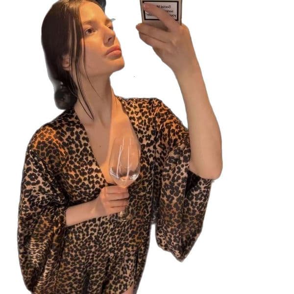 Supermodel Sexy Leopard Print Camisole Shorts Three Piece Set High End Light Luxury Home Wear