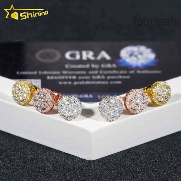 Gra Certificate Pass Dia Tester Iced Out Hip Hop Popular Sterg Sier VVS Moissanite Stud Earrings