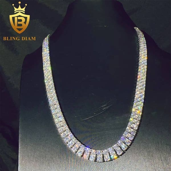 VVS Moissanite Diamond 925 Sterling Silver Pass Diamond Tester Hip Hop Jewelry Moissanite Tennis Chain Tennis Chain Necklace