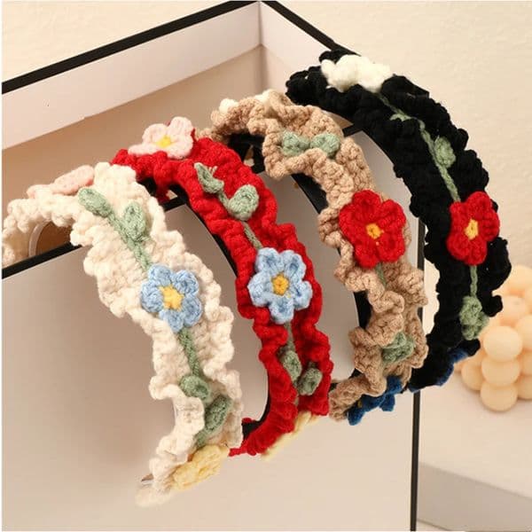 Fashion childrens hair accessories winter hand-knitted wool headband lady cute girl heart flower wide headband hair accessories 260408BJ