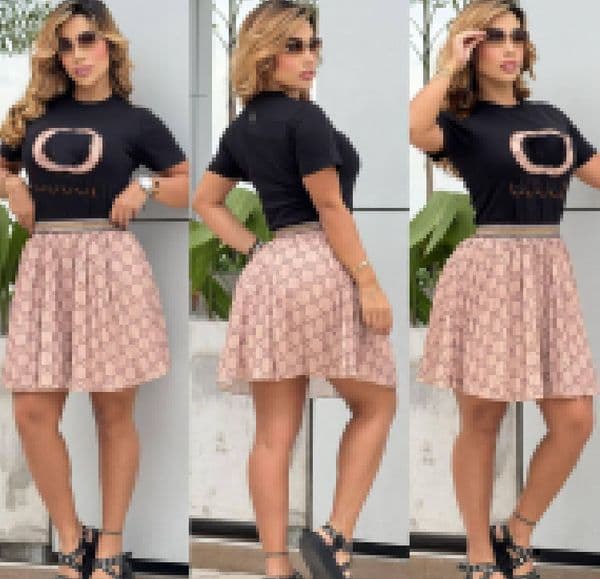 Women Summer 2-Pieces Sets new Fashion Sweet Solid Short sleeve and Pleated Skirts Women's Elegant Street Casual Two Piece Dress