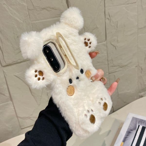 Cute Brown Bear Fur Phone Cases For iphone17 Air PRO MAX 16 15 14PLUS 13 12 11PRO Autumn Winter Cover Z260522