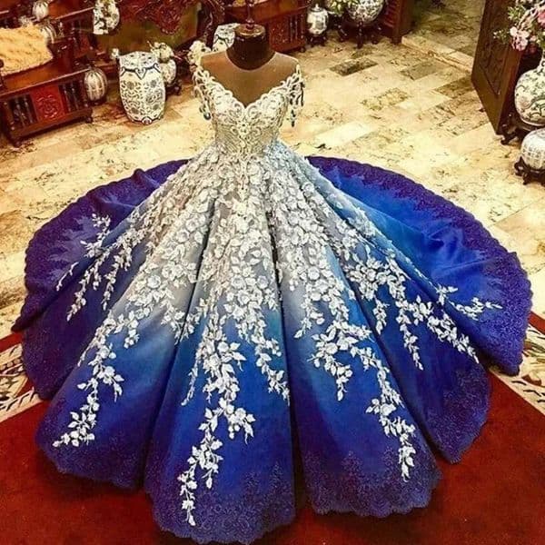 Luxury Gradient Color Quinceanera Dresses Scoop Neck Lace Applique Beaded Sweet 16 Prom Dress Puffy Skirt vestidos de 15 anos