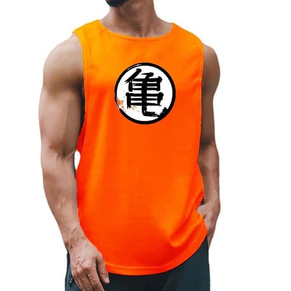 Summer Japanese Anime Turtle Script Printed Mens Gym Clothing Fitness Vest Quick Dry Bodybuilding Muscle Sleeveless Tank Top 260408