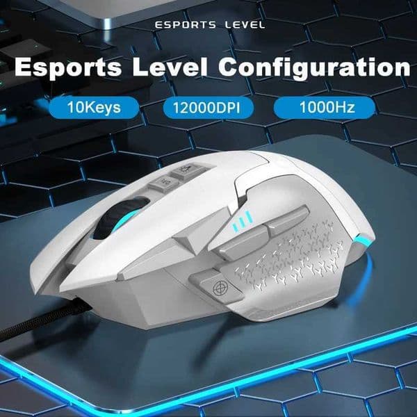 Wired Game Mouse 12000 DPI Adjustable Macro Programming RGB Backlight Ergonomics Design Fire Key E-sport Mause Gaming PC Mice S2647
